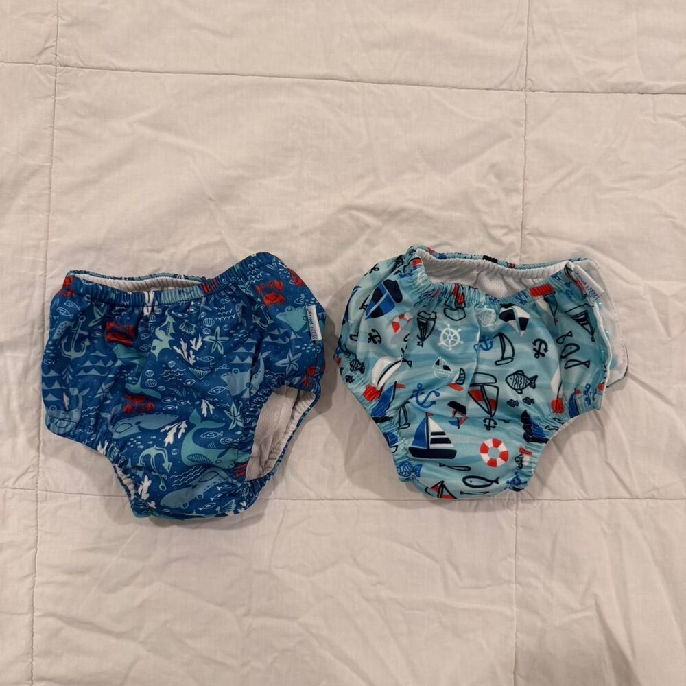 Reusable Two Piece Baby UPF 50 Swim Briefs, Toddlers, Size 12 months
